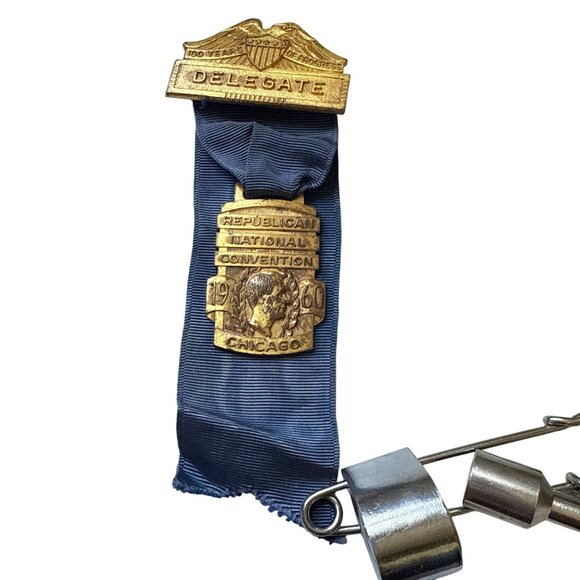 1960 Republican National Convention Delegate Badge Ribbon Chicago Political Memo - Picture 2 of 13